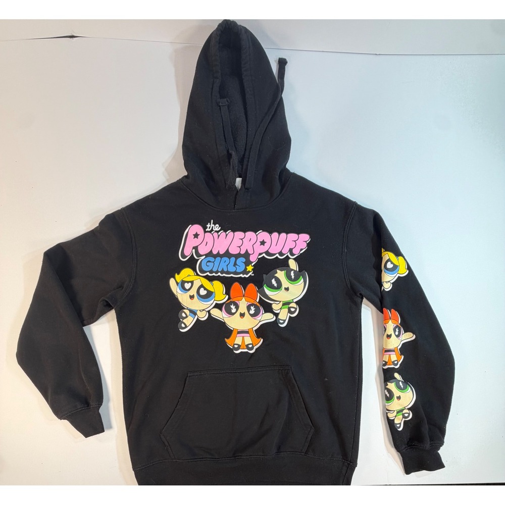 The Powerpuff Girls Cartoon Network Black Graphic Hoodie Pullover Medium